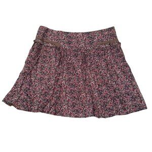 NAF NAF Purple Floral Cotton Pleated Mini Skirt Women’s Size 40 EU / 10 US